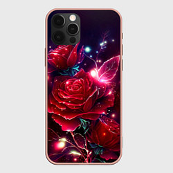 Чехол для iPhone 12 Pro Max Розы с огоньками, цвет: 3D-светло-розовый