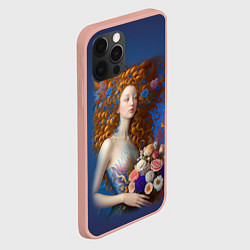 Чехол для iPhone 12 Pro Max Русалка в стиле Ренессанса с цветами, цвет: 3D-светло-розовый — фото 2