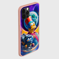 Чехол для iPhone 12 Pro Max Гомер Симпсон с сыном в космосе - нейросеть, цвет: 3D-светло-розовый — фото 2