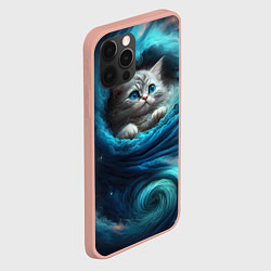 Чехол для iPhone 12 Pro Max Котик в звездных облаках, цвет: 3D-светло-розовый — фото 2
