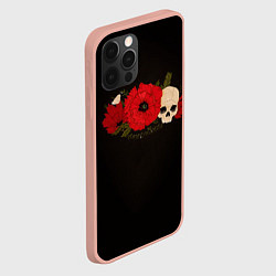 Чехол для iPhone 12 Pro Max Череп среди цветов, цвет: 3D-светло-розовый — фото 2