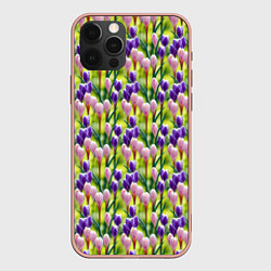 Чехол для iPhone 12 Pro Max Весенние крокусы, цвет: 3D-светло-розовый