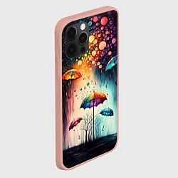 Чехол для iPhone 12 Pro Max Яркие зонтики под дождем, цвет: 3D-светло-розовый — фото 2