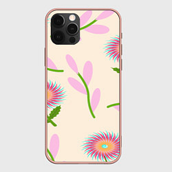 Чехол для iPhone 12 Pro Max Цветок игольчатый и веточка, цвет: 3D-светло-розовый