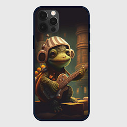 Чехол для iPhone 12 Pro Max Милое существо в шапочке и с гитарой, цвет: 3D-черный