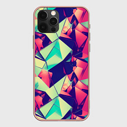 Чехол для iPhone 12 Pro Max Нейро геометрический паттерн, цвет: 3D-светло-розовый