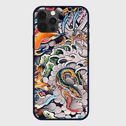 Чехол для iPhone 12 Pro Max Иредзуми: дракон и лис, цвет: 3D-черный
