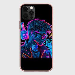 Чехол для iPhone 12 Pro Max Парень в неоновых очках, цвет: 3D-светло-розовый