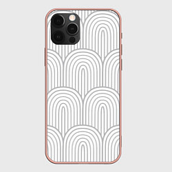 Чехол для iPhone 12 Pro Max Светло-серый овальный паттерн, цвет: 3D-светло-розовый