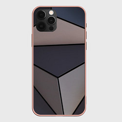 Чехол для iPhone 12 Pro Max Тёмный треугольный паттерн, цвет: 3D-светло-розовый
