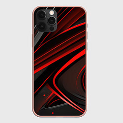Чехол для iPhone 12 Pro Max Black and red abstract, цвет: 3D-светло-розовый