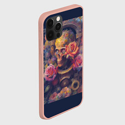 Чехол для iPhone 12 Pro Max Череп и розы жизни, цвет: 3D-светло-розовый — фото 2