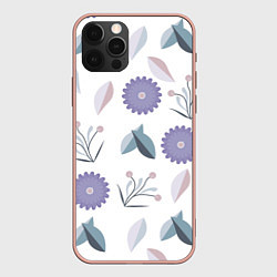 Чехол для iPhone 12 Pro Max Листья и цветок, цвет: 3D-светло-розовый