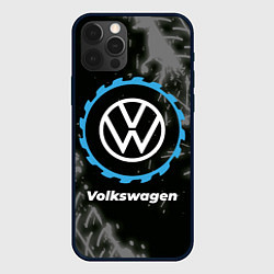Чехол для iPhone 12 Pro Max Volkswagen в стиле Top Gear со следами шин на фоне, цвет: 3D-черный