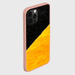 Чехол для iPhone 12 Pro Max Черно-желтые масляные краски, цвет: 3D-светло-розовый — фото 2