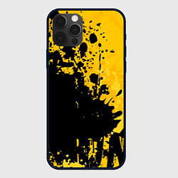 Чехол для iPhone 12 Pro Max Пятна черной краски на желтом фоне, цвет: 3D-черный