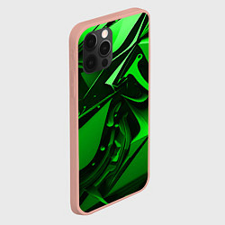 Чехол для iPhone 12 Pro Max Зеленые объемные объекты, цвет: 3D-светло-розовый — фото 2