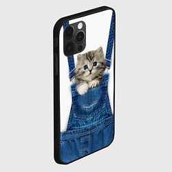 Чехол для iPhone 12 Pro Max Котенок в кармане комбинезона, цвет: 3D-черный — фото 2