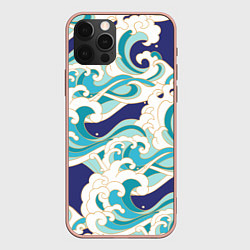 Чехол для iPhone 12 Pro Max Волны - паттерн - мода, цвет: 3D-светло-розовый