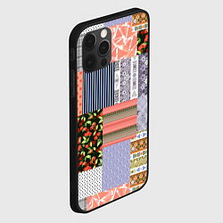 Чехол для iPhone 12 Pro Max Пэчворк из разноцветных лоскутов в оранжевых и сер, цвет: 3D-черный — фото 2