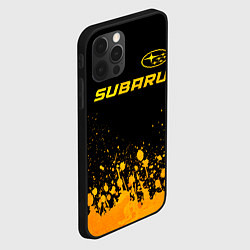 Чехол для iPhone 12 Pro Max Subaru - gold gradient: символ сверху, цвет: 3D-черный — фото 2