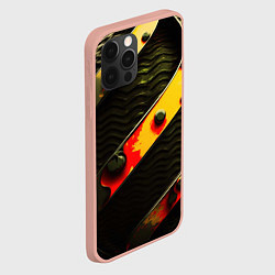Чехол для iPhone 12 Pro Max Зеленая текстура оранжевые полосы, цвет: 3D-светло-розовый — фото 2