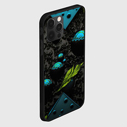 Чехол для iPhone 12 Pro Max Зеленые абстрактные листья, цвет: 3D-черный — фото 2