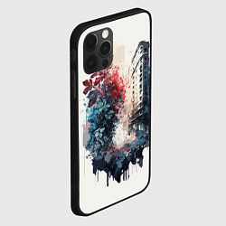 Чехол для iPhone 12 Pro Max Цветы в Москве - коллекция Бело-сине-красный - Хуф, цвет: 3D-черный — фото 2