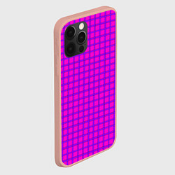 Чехол для iPhone 12 Pro Max Малиновый неоновый клетчатый узор, цвет: 3D-светло-розовый — фото 2