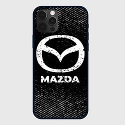 Чехол для iPhone 12 Pro Max Mazda с потертостями на темном фоне, цвет: 3D-черный