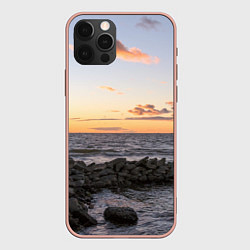 Чехол для iPhone 12 Pro Max Закат солнца на Финском заливе, цвет: 3D-светло-розовый
