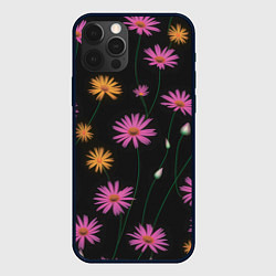 Чехол для iPhone 12 Pro Max Полевые цветы на черном фоне, цвет: 3D-черный