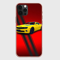 Чехол для iPhone 12 Pro Max Спортивный американский автомобиль Chevrolet Camar, цвет: 3D-светло-розовый