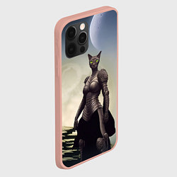 Чехол для iPhone 12 Pro Max Лунная кошка, цвет: 3D-светло-розовый — фото 2