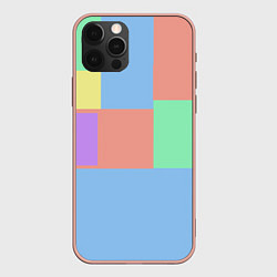Чехол для iPhone 12 Pro Max Разноцветные квадраты и прямоугольники, цвет: 3D-светло-розовый