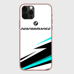 Чехол для iPhone 12 Pro Max Bmw perfomance - бирюзовый, цвет: 3D-светло-розовый