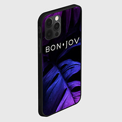 Чехол для iPhone 12 Pro Max Bon Jovi neon monstera, цвет: 3D-черный — фото 2