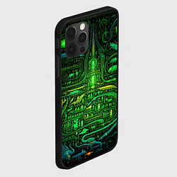 Чехол для iPhone 12 Pro Max Психоделика в зеленом - нейронная сеть, цвет: 3D-черный — фото 2