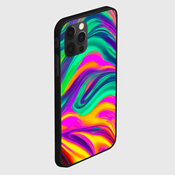 Чехол для iPhone 12 Pro Max Градиентные цветные волны, цвет: 3D-черный — фото 2