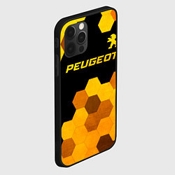 Чехол для iPhone 12 Pro Max Peugeot - gold gradient: символ сверху, цвет: 3D-черный — фото 2