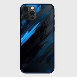 Чехол для iPhone 12 Pro Max Синяя краска на черном фоне, цвет: 3D-черный