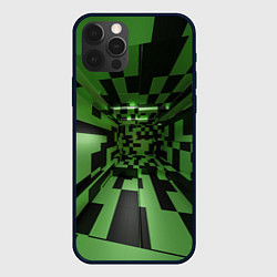 Чехол для iPhone 12 Pro Max Чёрно-зелёный геометрический коридор, цвет: 3D-черный