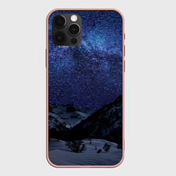 Чехол для iPhone 12 Pro Max Снежные горы и космос, цвет: 3D-светло-розовый