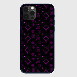 Чехол для iPhone 12 Pro Max Фиолетовые геометрические фигуры, цвет: 3D-черный