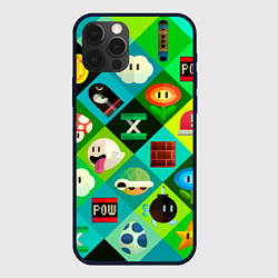 Чехол для iPhone 12 Pro Max Марио паттерн, цвет: 3D-черный