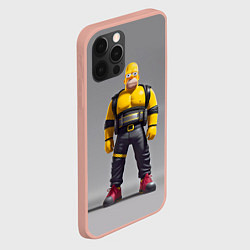 Чехол для iPhone 12 Pro Max Homer Simpson - ninja - neural network, цвет: 3D-светло-розовый — фото 2