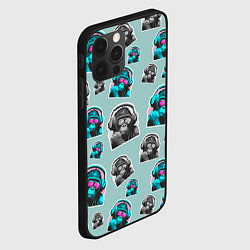 Чехол для iPhone 12 Pro Max Обезьяна меломан, цвет: 3D-черный — фото 2