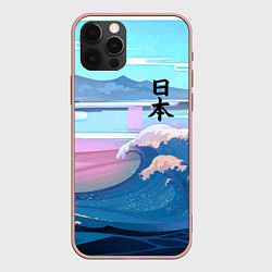 Чехол для iPhone 12 Pro Max Japan - landscape - waves, цвет: 3D-светло-розовый