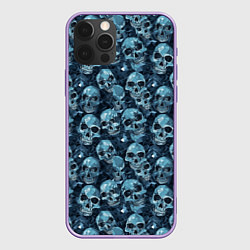 Чехол для iPhone 12 Pro Max Синие черепа, цвет: 3D-сиреневый