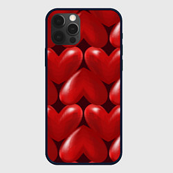 Чехол для iPhone 12 Pro Max Red hearts, цвет: 3D-черный